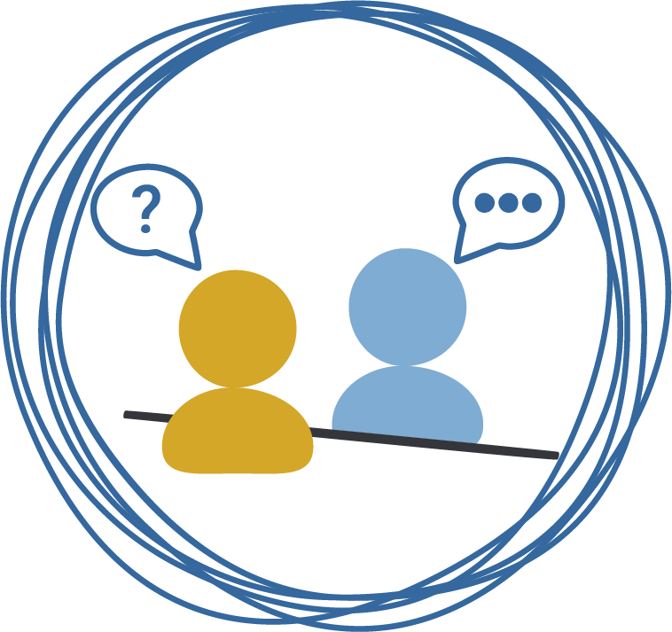 Icon representing Interviews method within Design Thinking